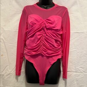 HALARA Fuchsia Ruched Bodysuit